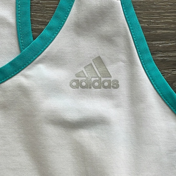 Adidas White and Turquoise Racer Back Tank-M - Picture 3 of 5